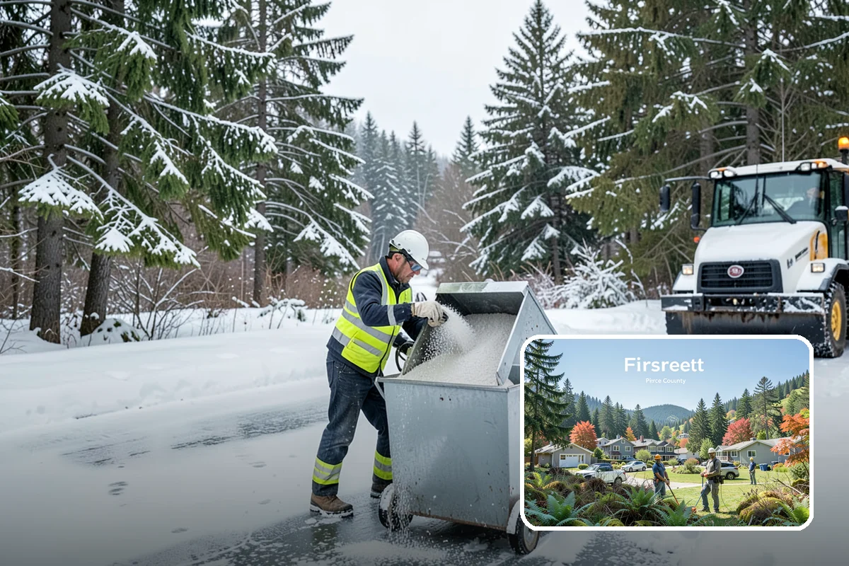 Retail Store Sidewalk Clearing in Fircrest, Pierce County, WA - Keeps your doors open and customers arriving during winter weather