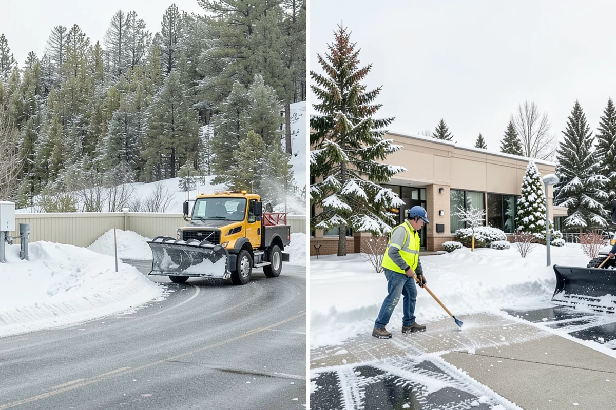Retail Store Sidewalk Clearing in Fircrest, Pierce County, WA - Clear the entry apron and storefront walk before opening
