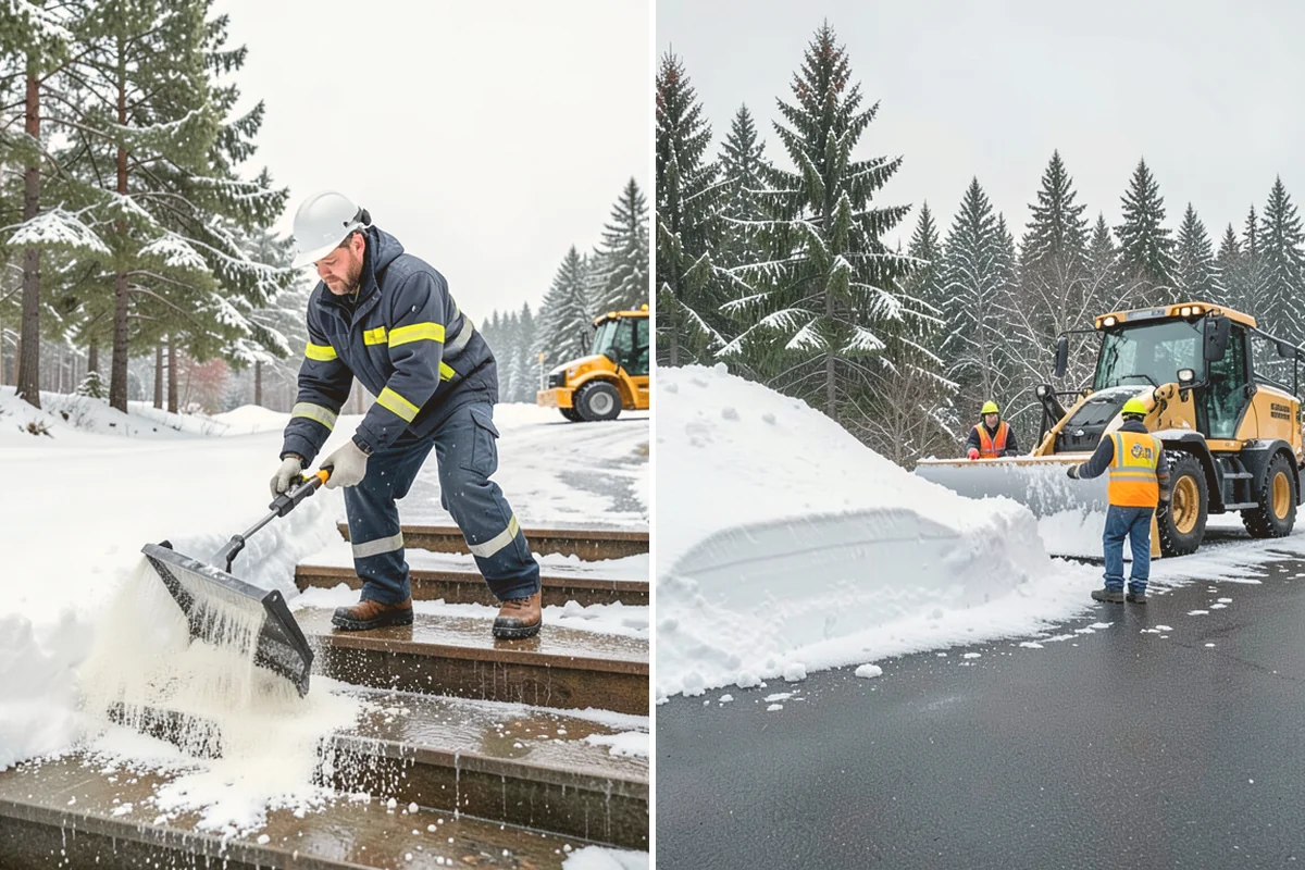 Retail Store Sidewalk Clearing in Kirkland, King County, WA - Clear the entry apron and storefront walk before opening