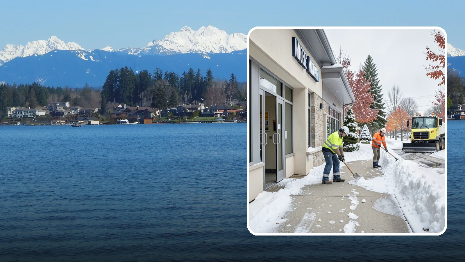 Retail Store Sidewalk Clearing in Lake Stevens, Snohomish County, WA - Storefront and entrance sidewalk clearing for Western Washington retailers that keeps customers safe and your doors open through...