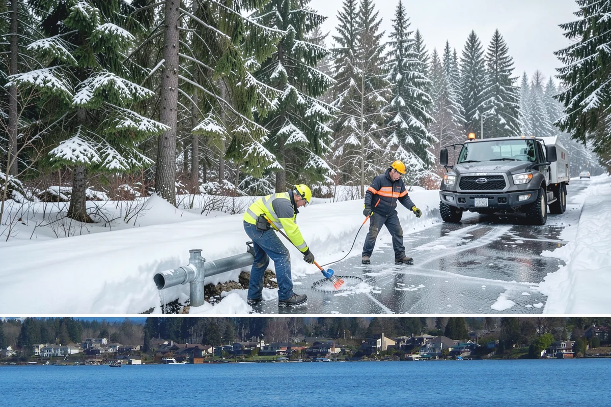 Retail Store Sidewalk Clearing in Lake Stevens, Snohomish County, WA - Retail sidewalk risk is highest from late November through February, especially during daytime thaw-refreeze that rebuilds ice at...