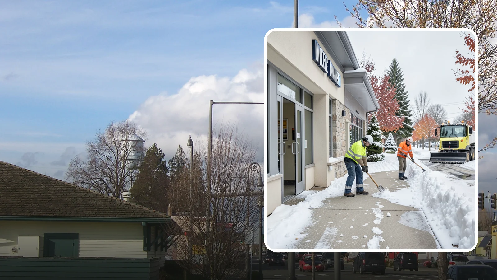 Retail Store Sidewalk Clearing in Marysville, Snohomish County, WA - Storefront and entrance sidewalk clearing for Western Washington retailers that keeps customers safe and your doors open through...