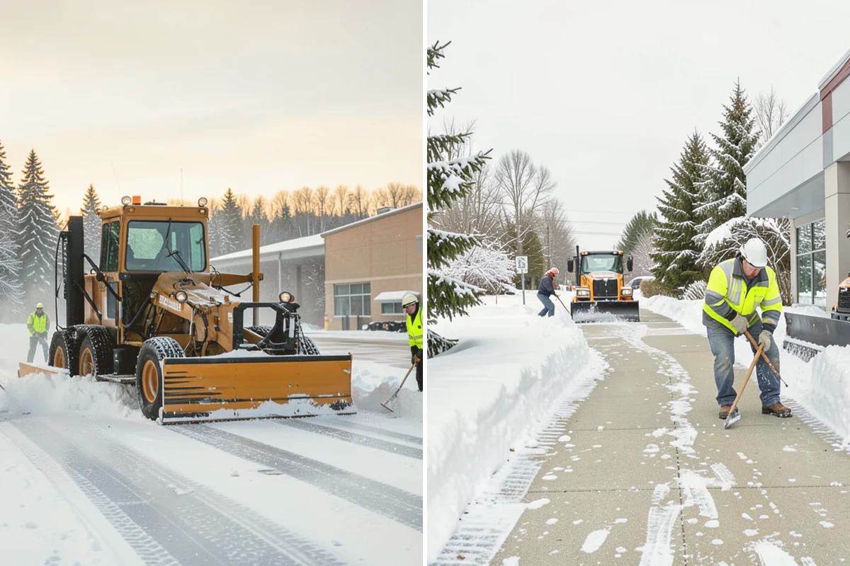 Retail Store Sidewalk Clearing in Milton, King County, WA - Clear the entry apron and storefront walk before opening