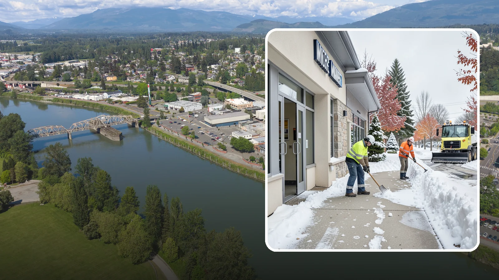 Retail Store Sidewalk Clearing in Mount Vernon, Skagit County, WA - Storefront and entrance sidewalk clearing for Western Washington retailers that keeps customers safe and your doors open through...