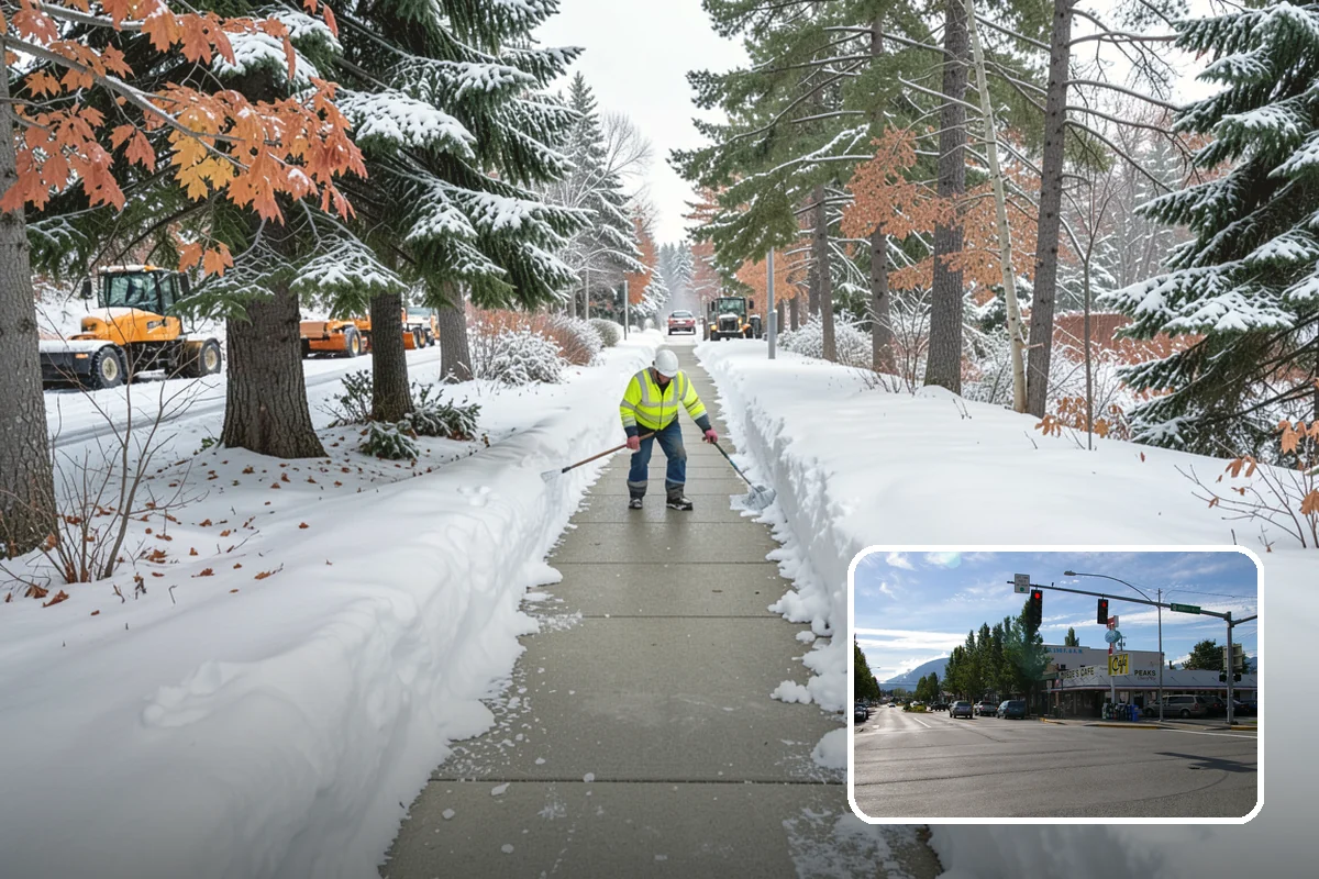 Retail Store Sidewalk Clearing in North Bend, King County, WA - Keeps your doors open and customers arriving during winter weather