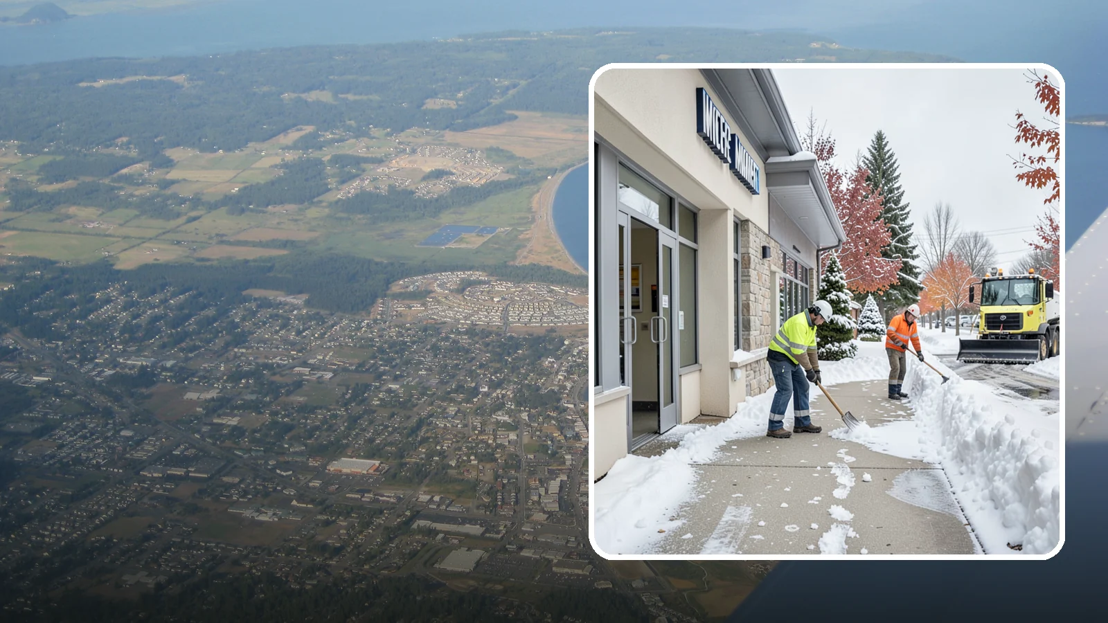 Retail Store Sidewalk Clearing in Oak Harbor, Island County, WA - Storefront and entrance sidewalk clearing for Western Washington retailers that keeps customers safe and your doors open through...