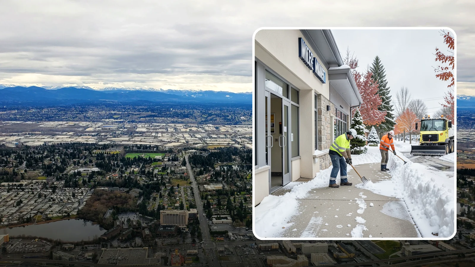 Retail Store Sidewalk Clearing in SeaTac, King County, WA - Storefront and entrance sidewalk clearing for Western Washington retailers that keeps customers safe and your doors open through...