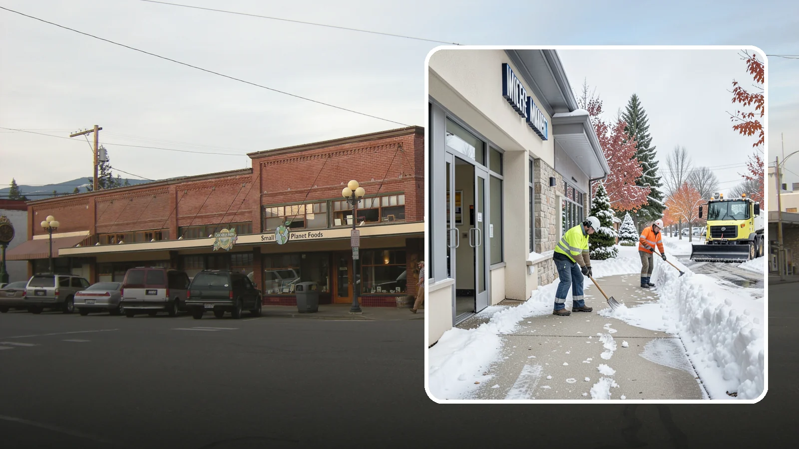 Retail Store Sidewalk Clearing in Sedro-Woolley, Skagit County, WA - Storefront and entrance sidewalk clearing for Western Washington retailers that keeps customers safe and your doors open through...