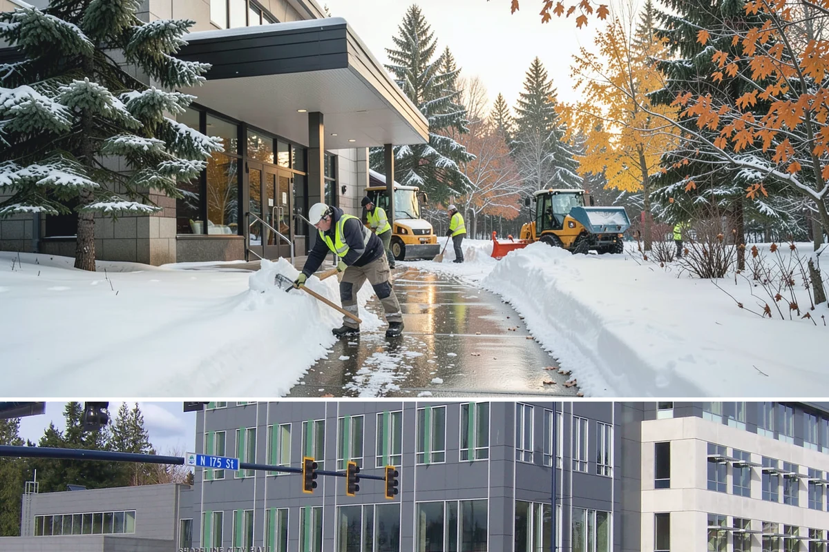 Retail Store Sidewalk Clearing in Shoreline, King County, WA - Retail sidewalk risk is highest from late November through February, especially during daytime thaw-refreeze that rebuilds ice at...