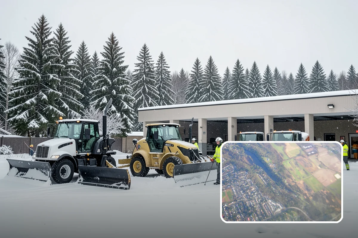 Retail Store Snow Plowing in Algona, King County, WA - Customer lot and storefront cleared before your posted open