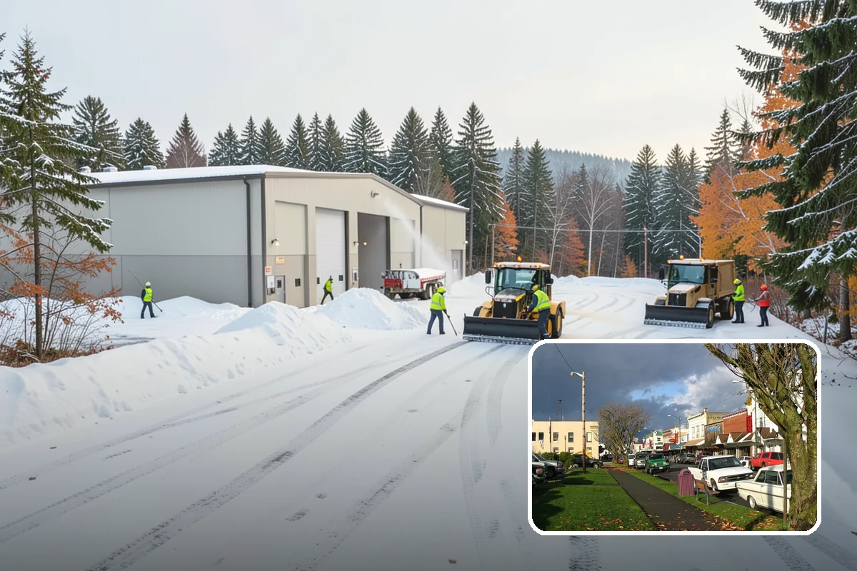 Retail Store Snow Plowing in Arlington, Snohomish County, WA - Customer lot and storefront cleared before your posted open