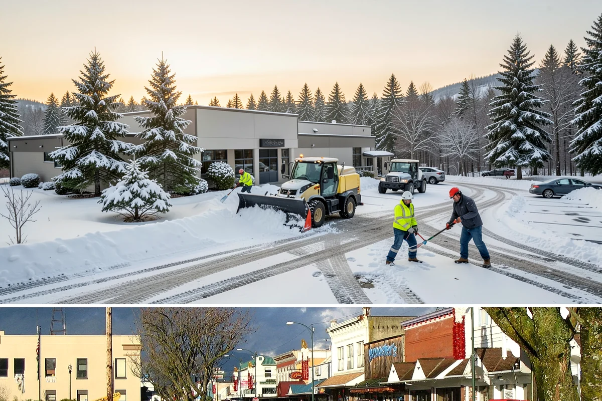 Retail Store Snow Plowing in Arlington, Snohomish County, WA - Line up service before the holiday shopping season so a surprise storm never closes your doors.