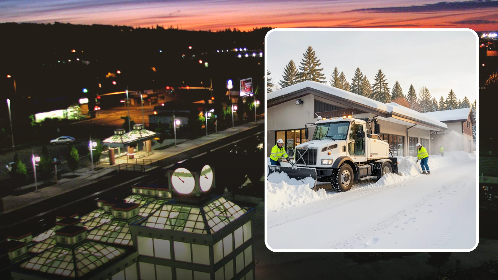 Retail Store Snow Plowing in Auburn, King County, WA - We plow retail storefronts and customer lots before open so shoppers reach your doors on safe, clear pavement.