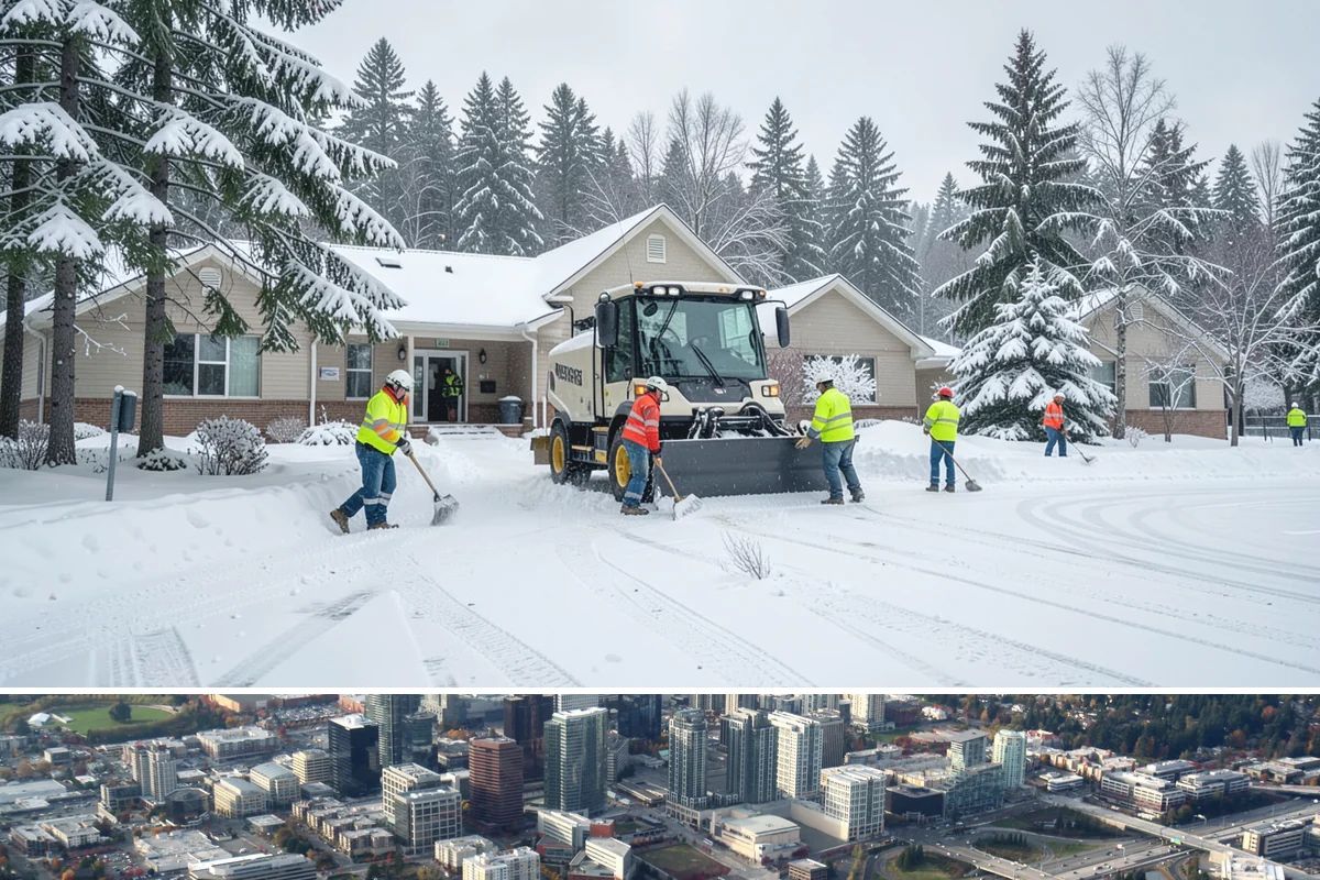 Retail Store Snow Plowing in Bellevue, King County, WA - Line up service before the holiday shopping season so a surprise storm never closes your doors.