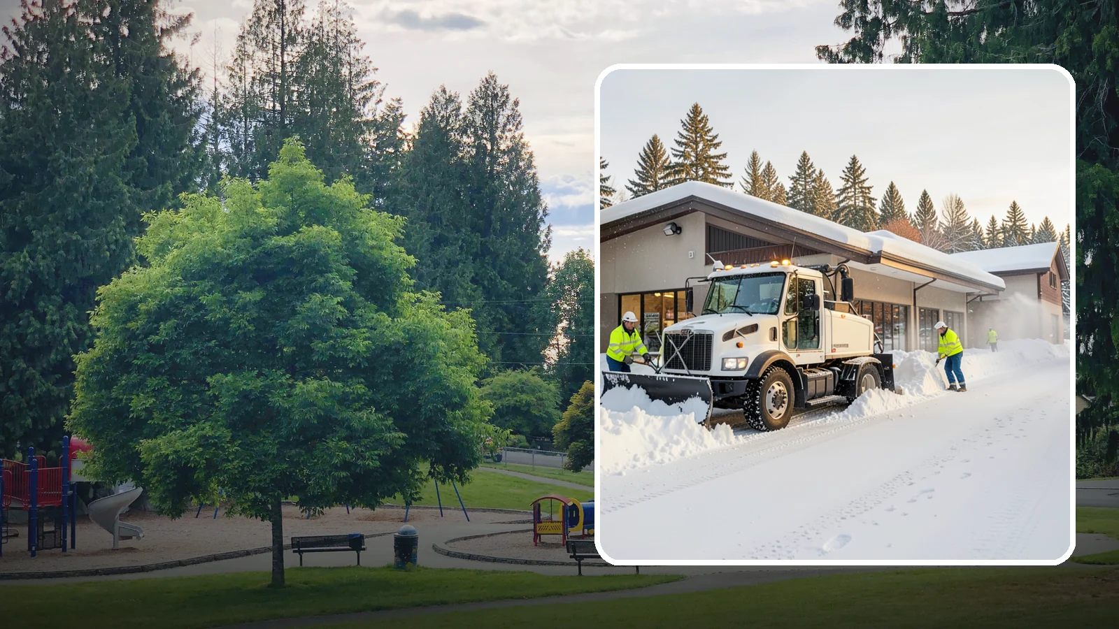 Retail Store Snow Plowing in Bonney Lake, Pierce County, WA - We plow retail storefronts and customer lots before open so shoppers reach your doors on safe, clear pavement.