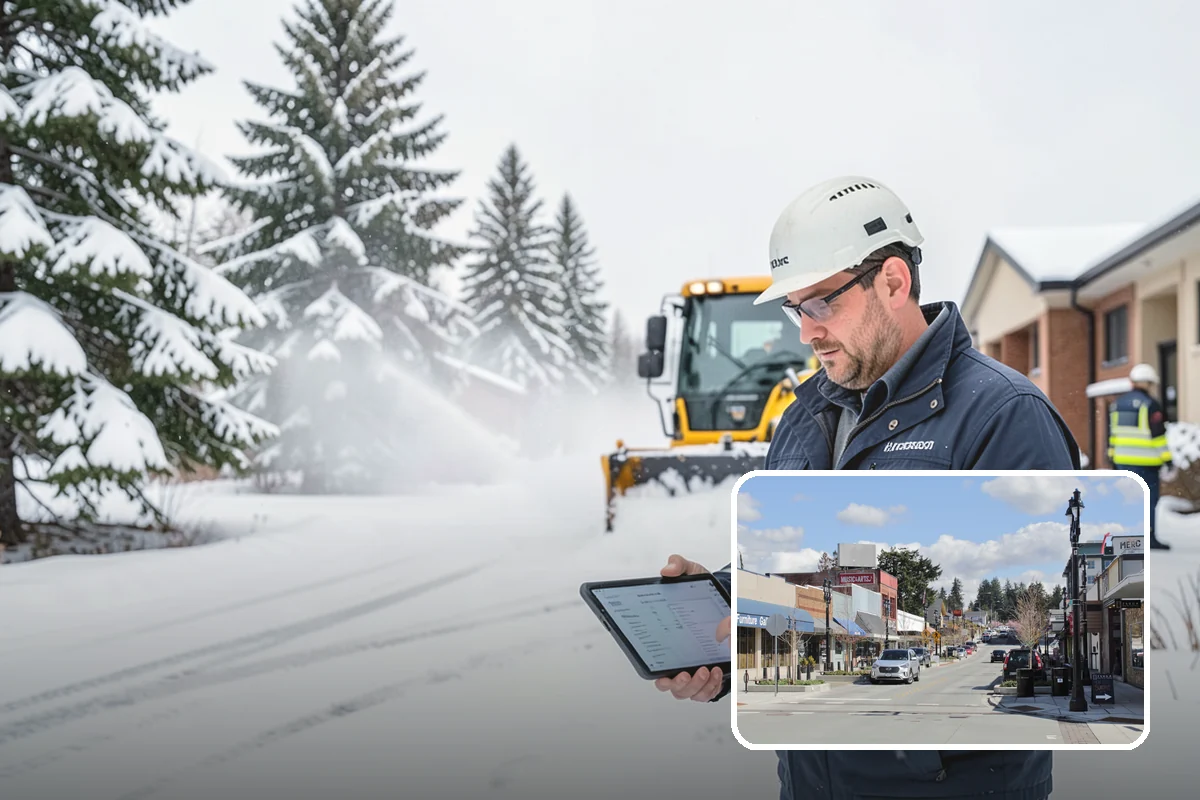 Retail Store Snow Plowing in Bothell, King County, WA - Customer lot and storefront cleared before your posted open
