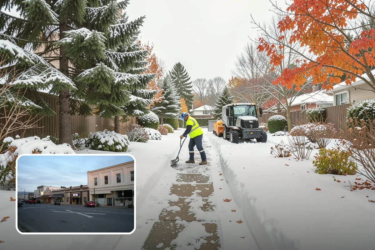 Retail Store Snow Plowing in Burlington, Skagit County, WA - Customer lot and storefront cleared before your posted open