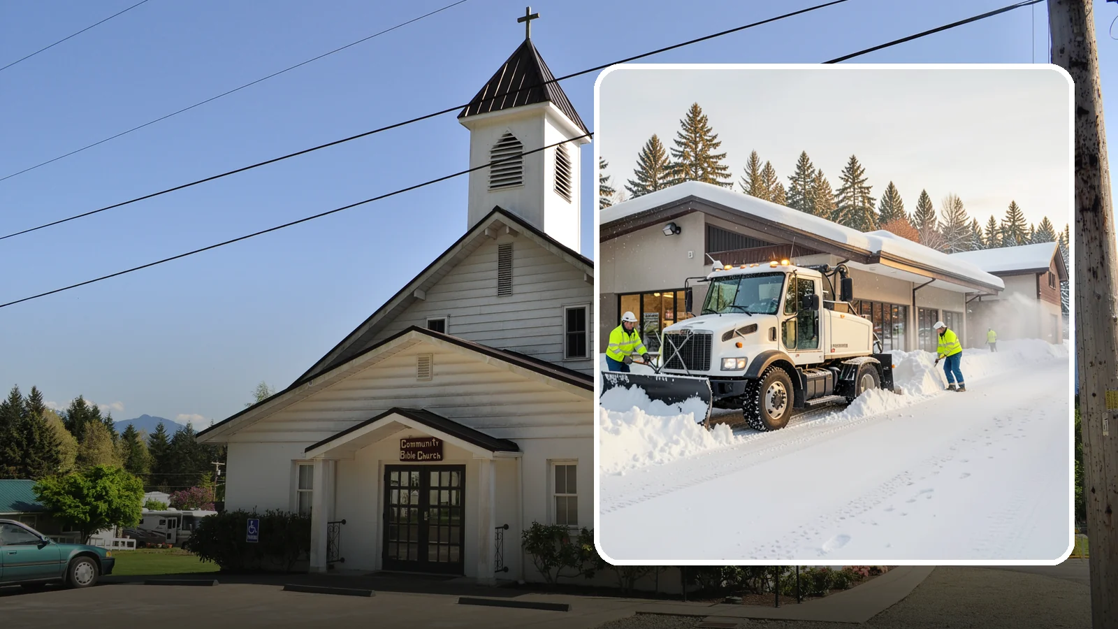 Retail Store Snow Plowing in Concrete, Skagit County, WA - We plow retail storefronts and customer lots before open so shoppers reach your doors on safe, clear pavement.