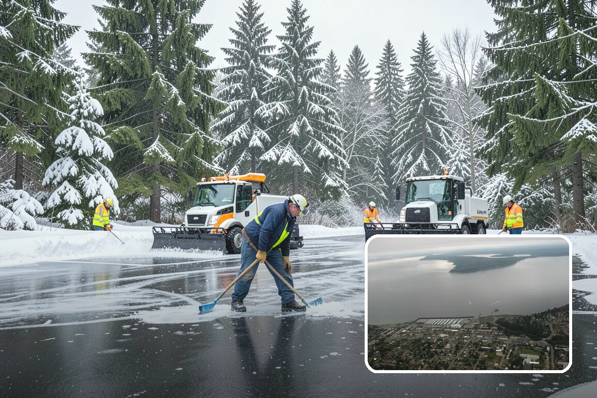 Retail Store Snow Plowing in Des Moines, King County, WA - Customer lot and storefront cleared before your posted open
