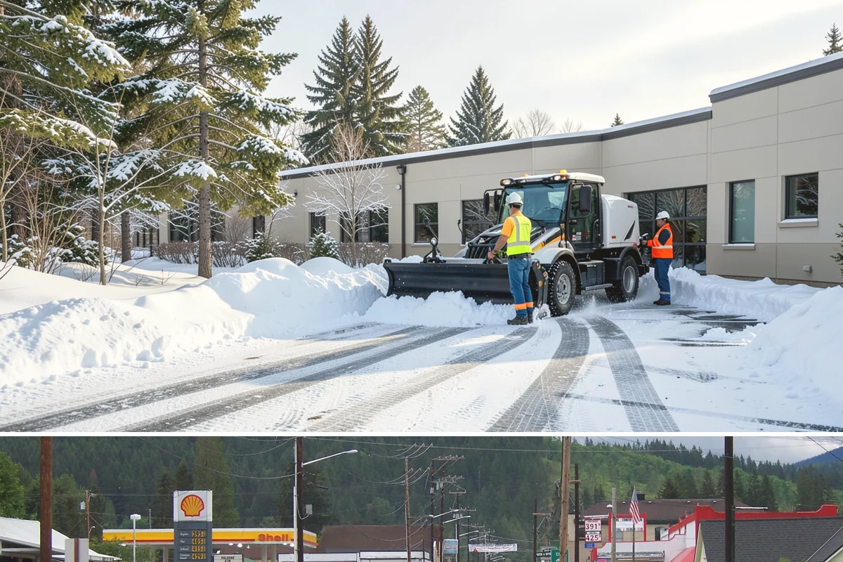Retail Store Snow Plowing in Granite Falls, Snohomish County, WA - Line up service before the holiday shopping season so a surprise storm never closes your doors.
