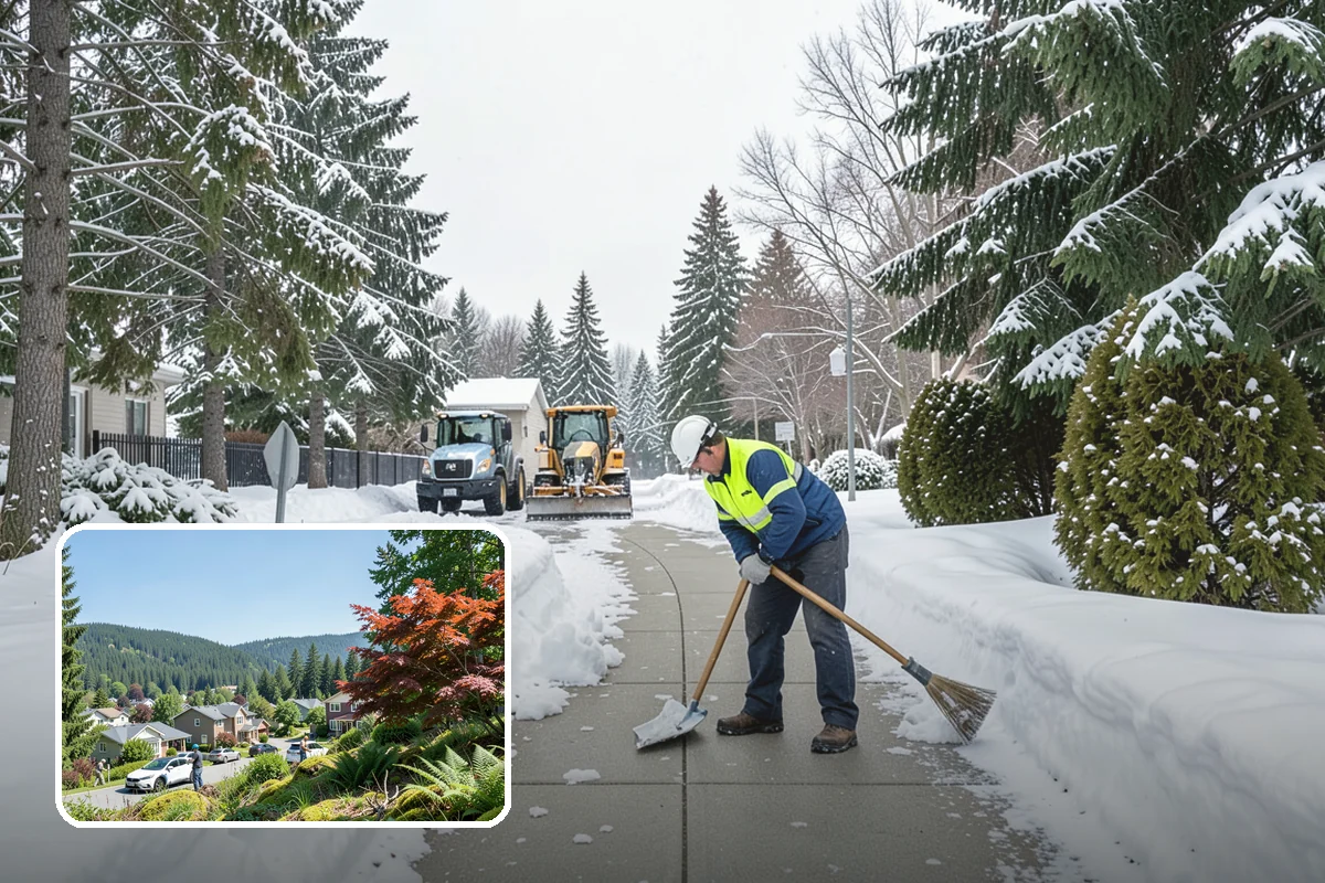 Retail Store Snow Plowing in Index, Snohomish County, WA - Customer lot and storefront cleared before your posted open