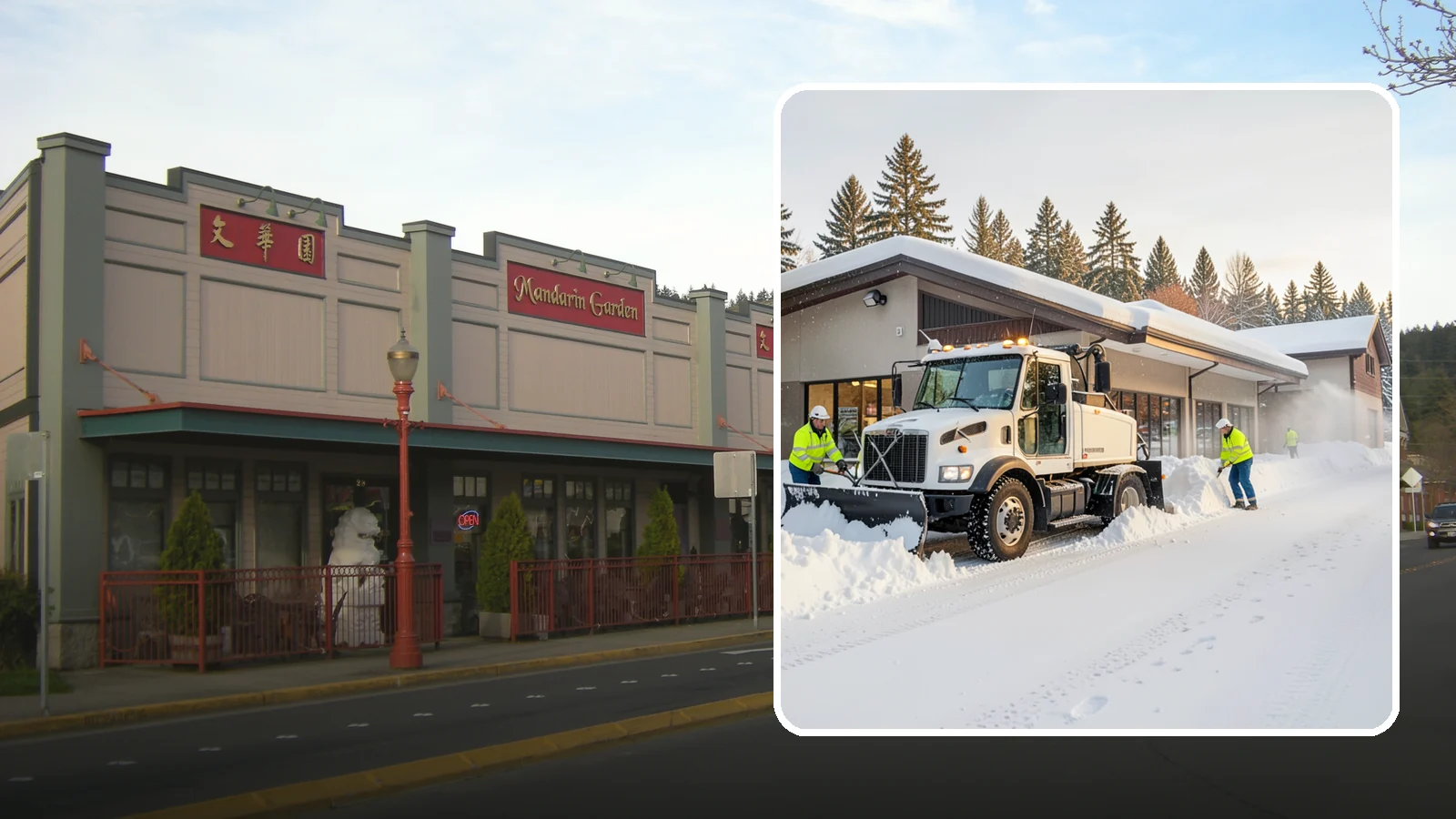 Retail Store Snow Plowing in Issaquah, King County, WA - We plow retail storefronts and customer lots before open so shoppers reach your doors on safe, clear pavement.