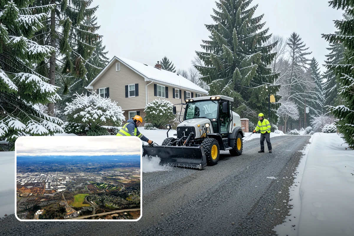 Retail Store Snow Plowing in Kent, King County, WA - Customer lot and storefront cleared before your posted open