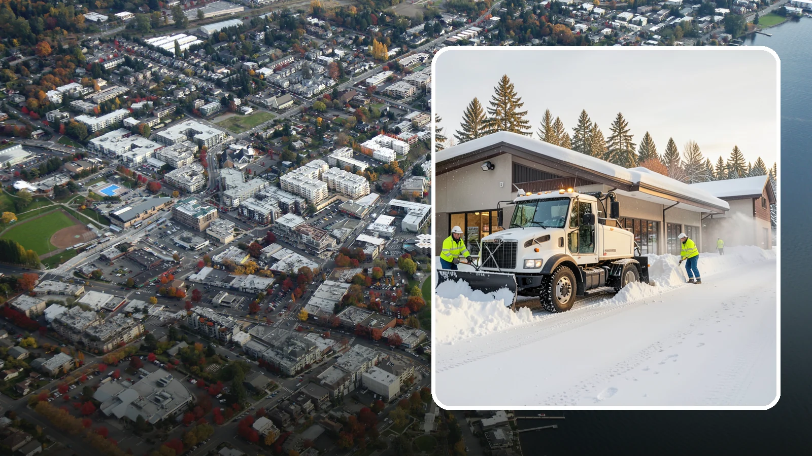 Retail Store Snow Plowing in Kirkland, King County, WA - We plow retail storefronts and customer lots before open so shoppers reach your doors on safe, clear pavement.