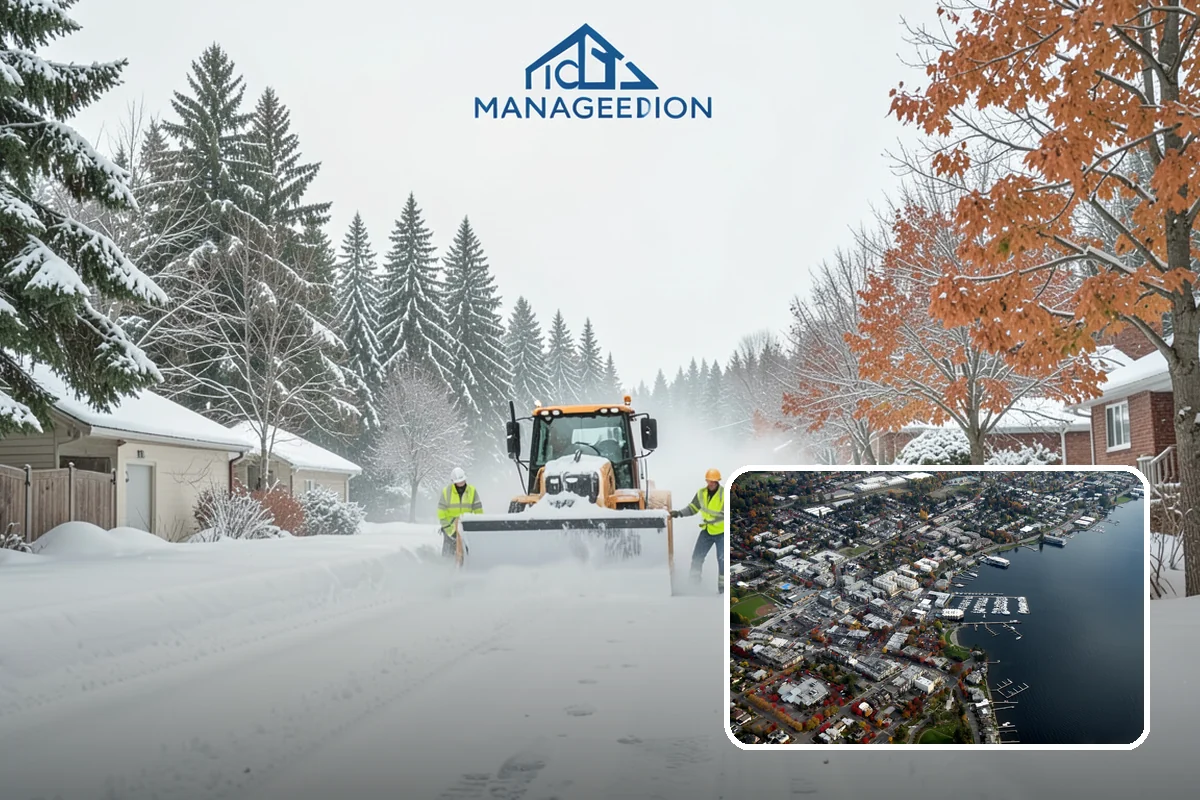 Retail Store Snow Plowing in Kirkland, King County, WA - Customer lot and storefront cleared before your posted open