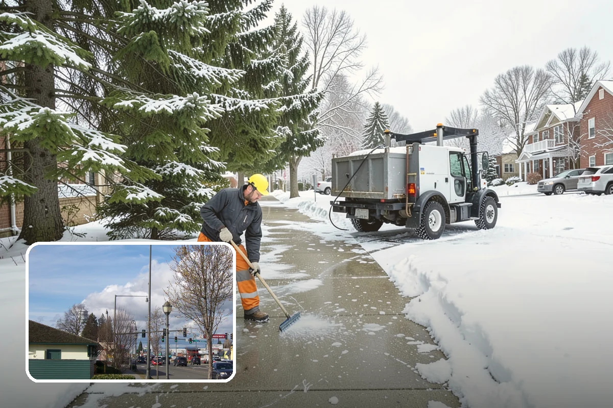 Retail Store Snow Plowing in Marysville, Snohomish County, WA - Customer lot and storefront cleared before your posted open