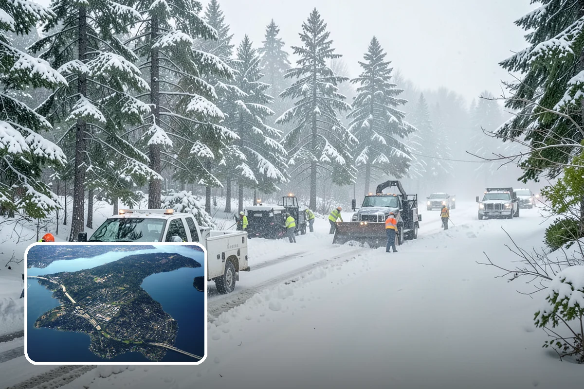Retail Store Snow Plowing in Mercer Island, King County, WA - Customer lot and storefront cleared before your posted open