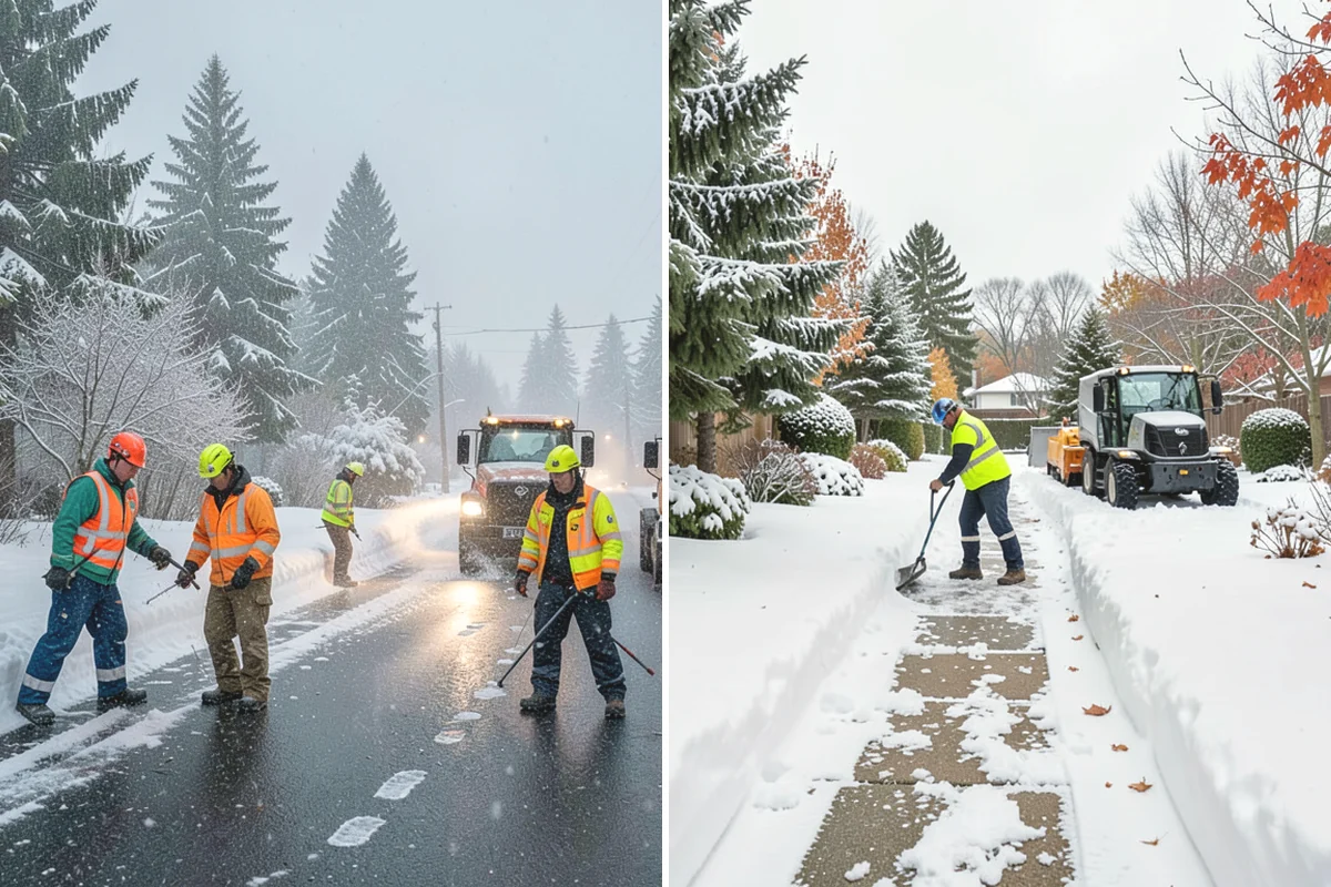 Retail Store Snow Plowing in Mill Creek, Snohomish County, WA - Set a pre-open completion time based on your store hours
