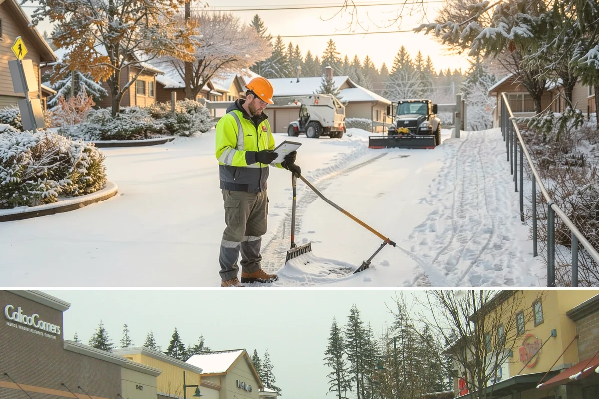 Retail Store Snow Plowing in Mill Creek, Snohomish County, WA - Line up service before the holiday shopping season so a surprise storm never closes your doors.