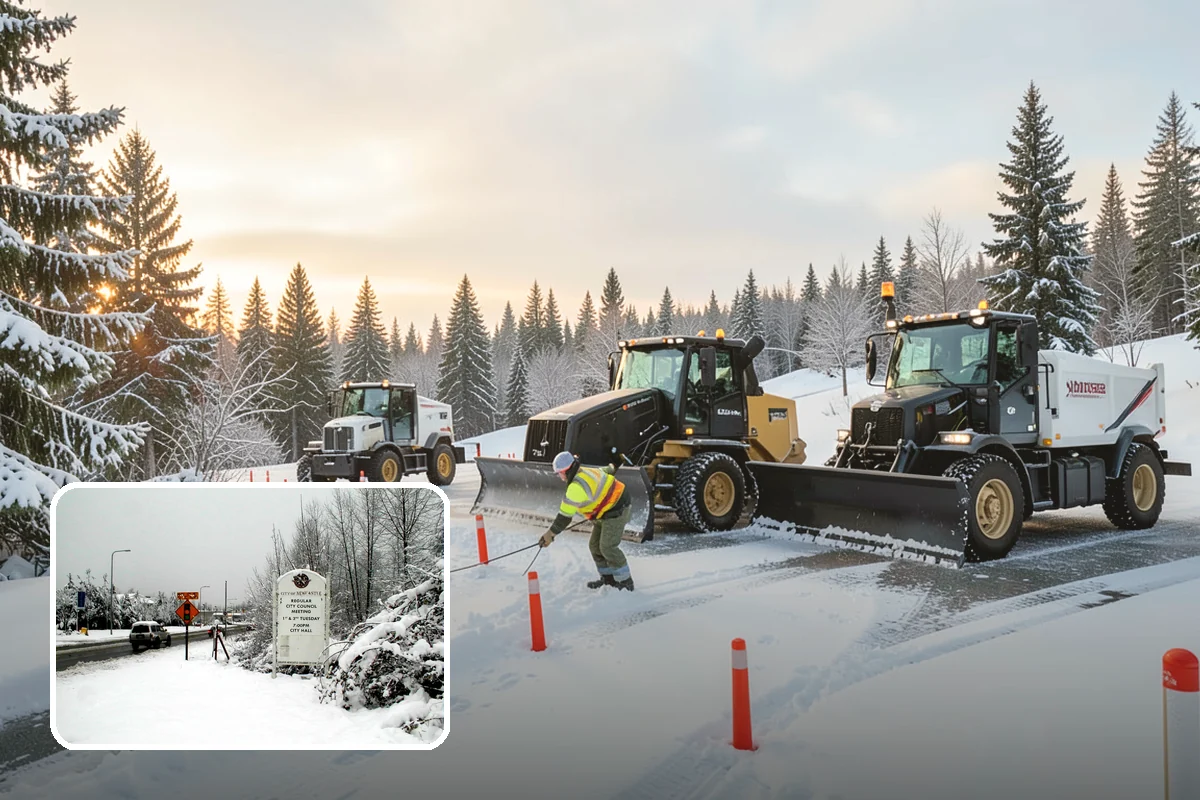 Retail Store Snow Plowing in Newcastle, King County, WA - Customer lot and storefront cleared before your posted open
