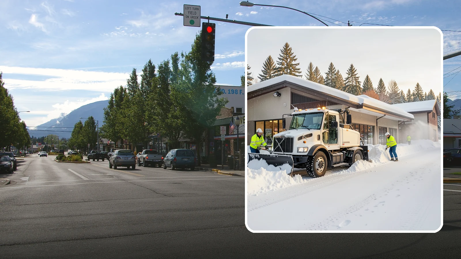Retail Store Snow Plowing in North Bend, King County, WA - We plow retail storefronts and customer lots before open so shoppers reach your doors on safe, clear pavement.