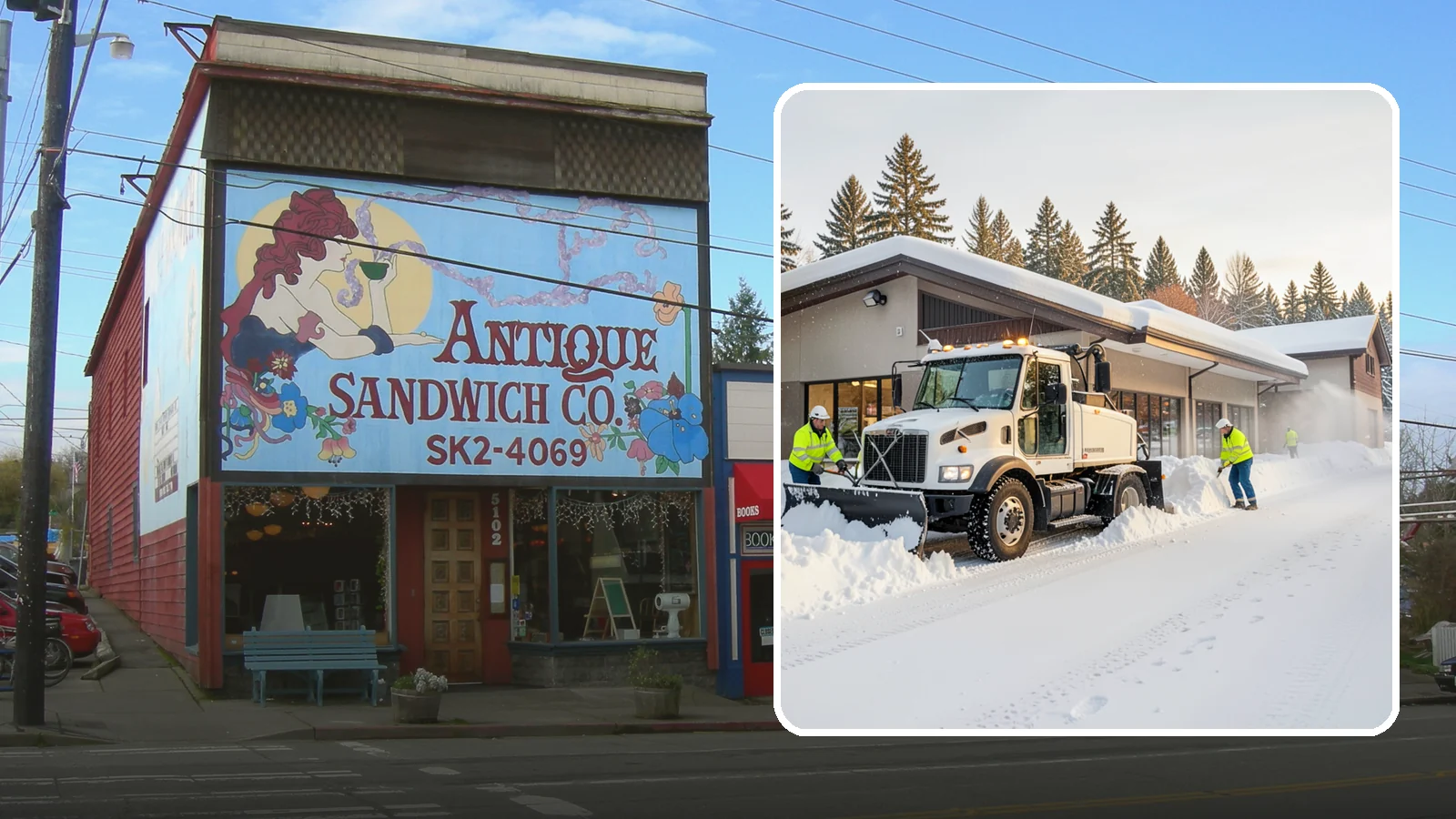 Retail Store Snow Plowing in Ruston, Pierce County, WA - We plow retail storefronts and customer lots before open so shoppers reach your doors on safe, clear pavement.