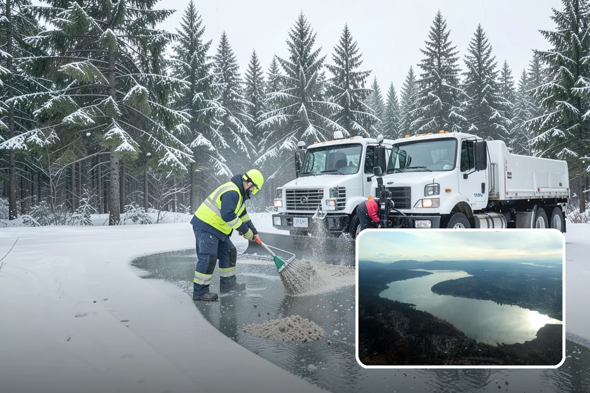 Retail Store Snow Plowing in Sammamish, King County, WA - Customer lot and storefront cleared before your posted open