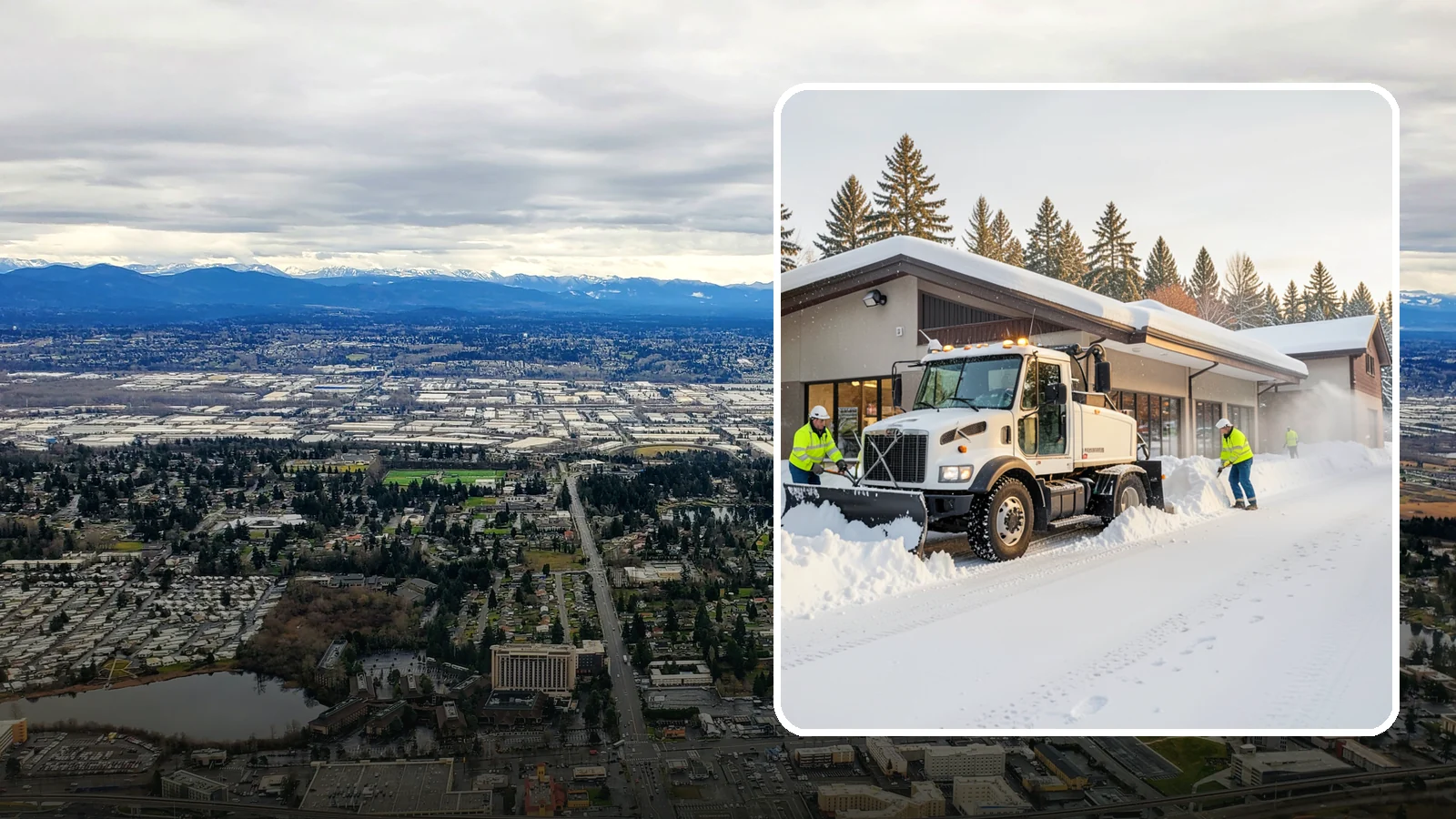 Retail Store Snow Plowing in SeaTac, King County, WA - We plow retail storefronts and customer lots before open so shoppers reach your doors on safe, clear pavement.
