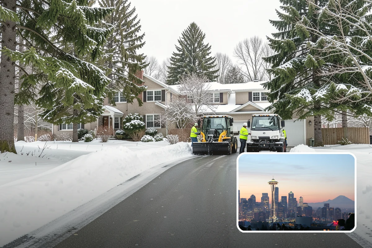 Retail Store Snow Plowing in Seattle, King County, WA - Customer lot and storefront cleared before your posted open