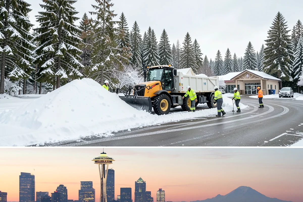 Retail Store Snow Plowing in Seattle, King County, WA - Line up service before the holiday shopping season so a surprise storm never closes your doors.