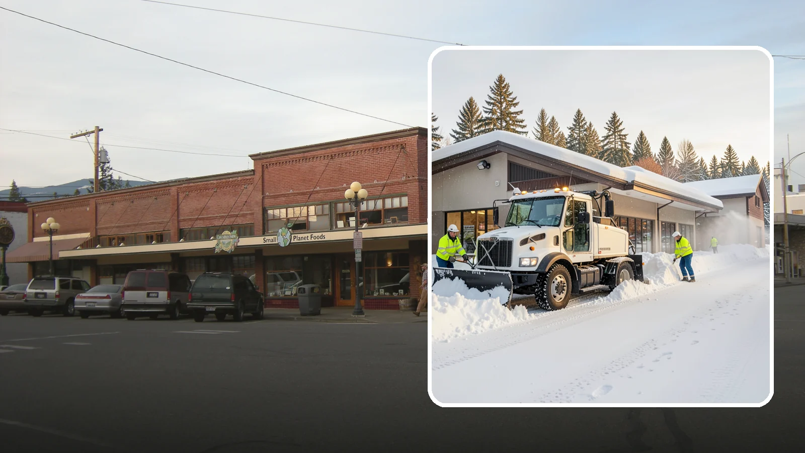 Retail Store Snow Plowing in Sedro-Woolley, Skagit County, WA - We plow retail storefronts and customer lots before open so shoppers reach your doors on safe, clear pavement.