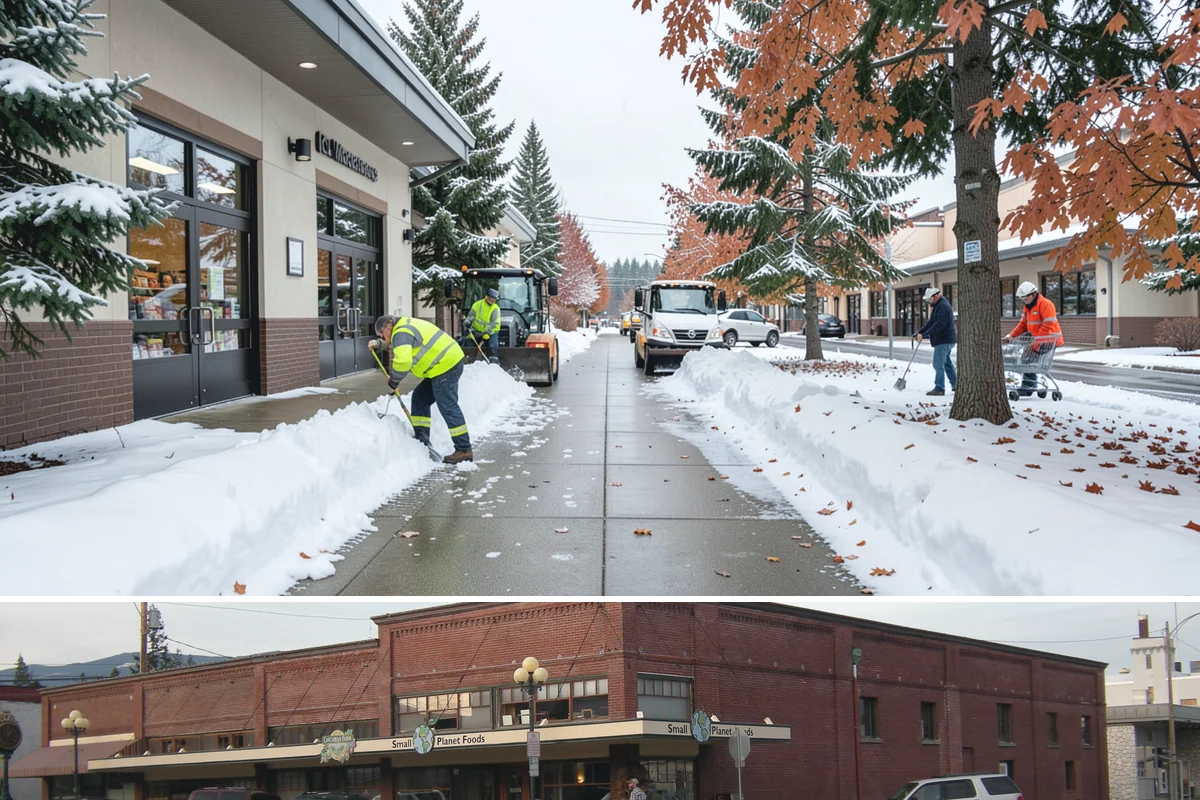 Retail Store Snow Plowing in Sedro-Woolley, Skagit County, WA - Line up service before the holiday shopping season so a surprise storm never closes your doors.