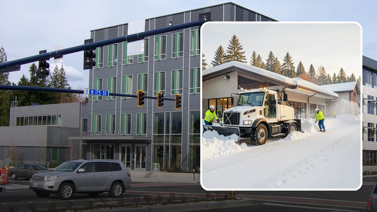 Retail Store Snow Plowing in Shoreline, King County, WA - We plow retail storefronts and customer lots before open so shoppers reach your doors on safe, clear pavement.