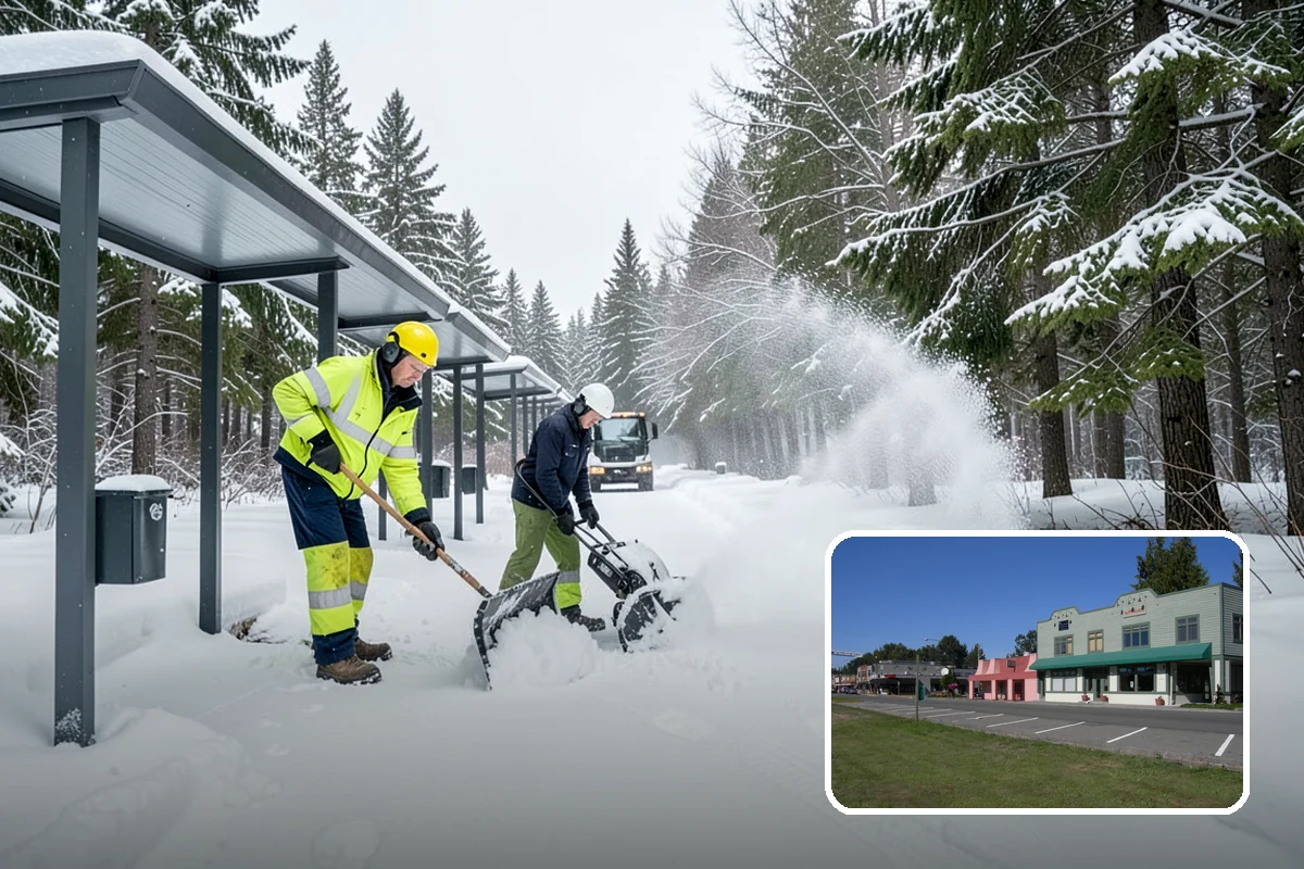 Retail Store Snow Plowing in Snoqualmie, King County, WA - Customer lot and storefront cleared before your posted open