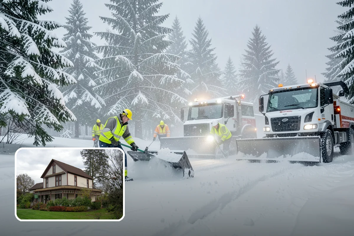Retail Store Snow Plowing in Sumner, Pierce County, WA - Customer lot and storefront cleared before your posted open