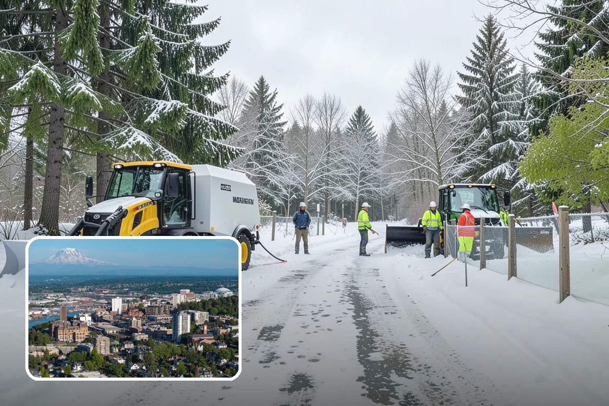 Retail Store Snow Plowing in Tacoma, Pierce County, WA - Customer lot and storefront cleared before your posted open