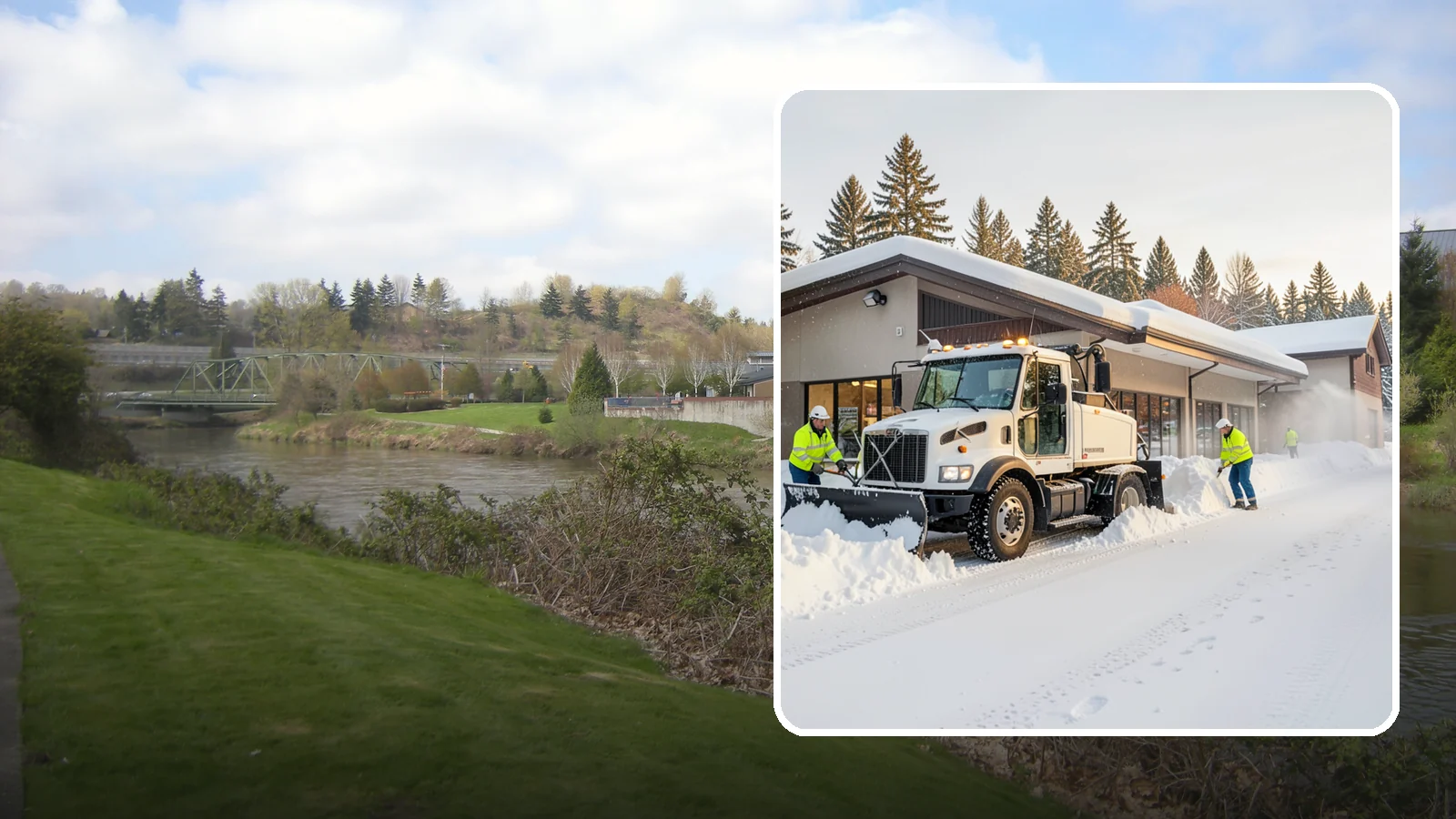 Retail Store Snow Plowing in Tukwila, King County, WA - We plow retail storefronts and customer lots before open so shoppers reach your doors on safe, clear pavement.