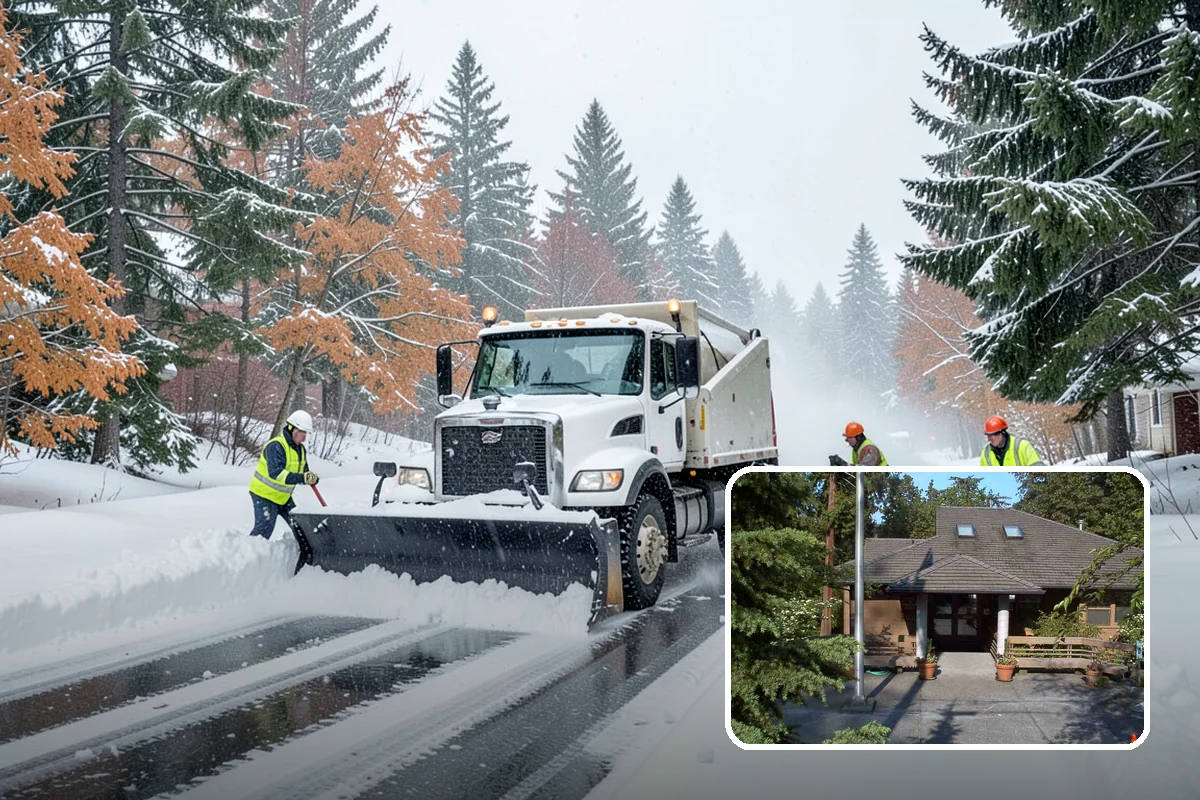 Retail Store Snow Plowing in Yarrow Point, King County, WA - Customer lot and storefront cleared before your posted open