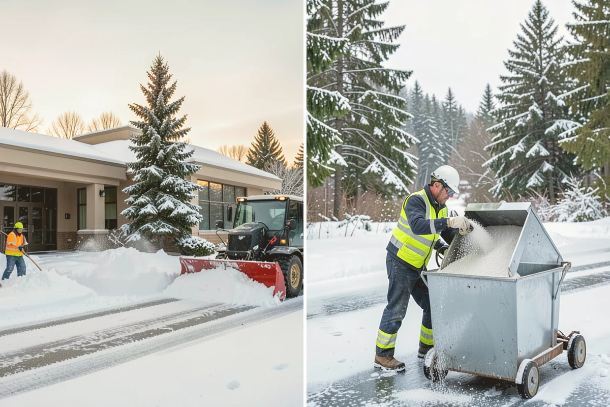 Rock Salt Application in Algona, King County, WA - Clear loose snow by plow or shovel so salt contacts the ice layer directly