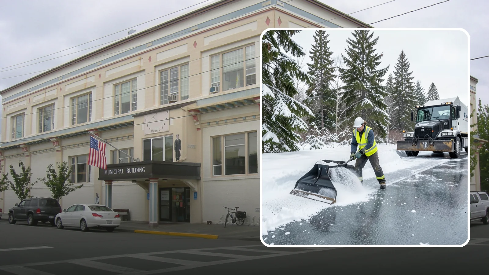 Rock Salt Application in Anacortes, Skagit County, WA - Rock salt application melts existing ice and packed snow on Western Washington pavement once temperatures sit above the low 20s.